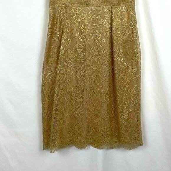 BCBGMaxAzria Sheer Gold Lace BodyCon Party Event Dress NWOT Size 4 - Picture 7 of 14
